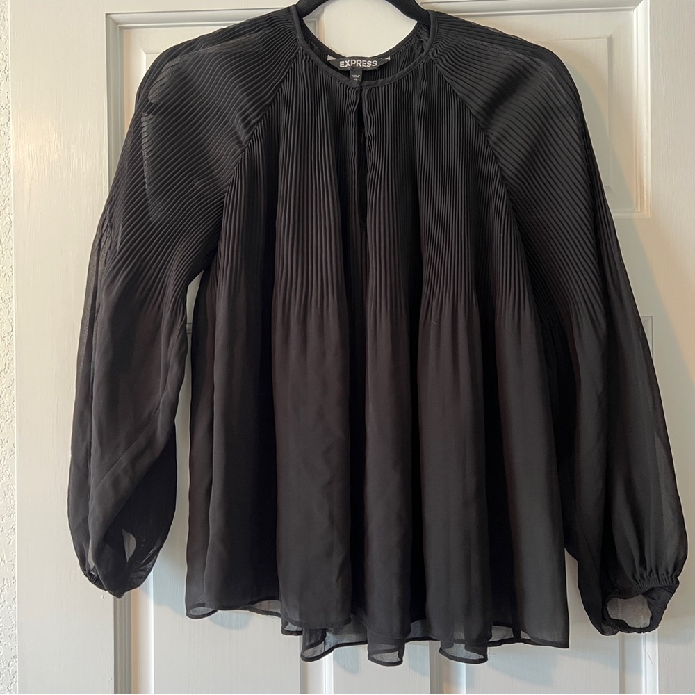 Express Women's Black Pleated Blouse